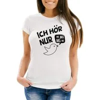 MoonWorks Print-Shirt Damen T-Shirt Ich hör nur Mi Mi Mi MiMiMi Spruch Shirt Slim Fit mit Print
