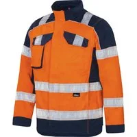 vizwell Arbeitsjacke Herren Warnschutz Bundjacke Arbeitsjacke orange oder gelb reflektierend - strapazierfähig und zertifiziert