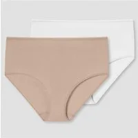 Schiesser Slip Midi 95/5 Organic Cotton Unterwäsche weiss/beige Damen - 2 Stück