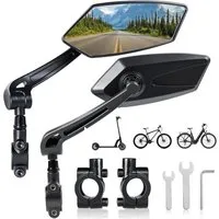 Forrlite Fahrradspiegel für E-Bike, 360° Klappbar & Drehbar Fahrrad Rückspiegel (2-St) (Fahrrad Spiegel Links für Ebikes mit Große Spiegelfläche, Spiegel für Fahrrad Schlagfestes Echtglas, Fahrradzubehör E-bike), Lenkerendspiegel für Fahrrad E Bike T