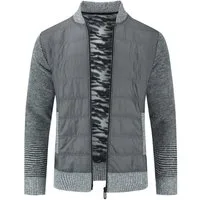 Allthemen Strickjacke Herren Patchwork-Design Cardigan mit Reißverschluss