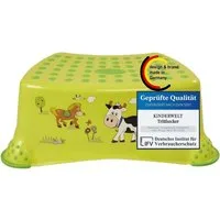 KiNDERWELT Tritthocker Premium Tritthocker Funny grün stabiler Hocker für Kinder, Anti- Rutsch- Funktion