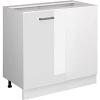 Vicco Eckunterschrank R-Line, Weiß Hochglanz/Weiß, 86 cm ohne Arbeitsplatte (1-St)