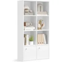 VASAGLE Bücherregal Standregal, Bücherschrank, 4-stöckiges Regal, 2 Fächer mit Türen