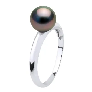 Armreif-Ring, echte Tahiti-Zuchtperle, rund, 7,5–8 mm – Weißgold