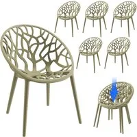 STEELSØN Gartenstuhl Quanta wetter- & UV-beständig, stapelbar (6er Set, olivgrün), Schalenstuhl outdoor geeignet, verfügbar als 2er, 4er & 6er Set