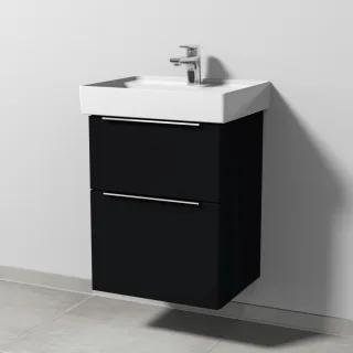 Sanipa 3way Waschtischunterbau zu Villeroy & Boch Collaro Waschtisch mit 2 Auszügen, Schwarz-Matt UF83208