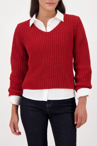 monari - Chenille-Pullover chimney red - Gr. - 42