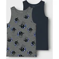 Name It Unterhemd NKMTANK TOP 2P DARK GREY MEL SKULL NOOS (Set, 2-St)