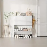 OUNUO Schuhschrank Schuhregal mit Schubladen und Metallfüßen, 60/80cm