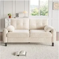 KLAM HOME Sofa Modernes 2-Sitzer Sofa, bequemes Polstersofa aus Chenille Stoff, Polstermöbel im skandinavischen Design, mit dicken Kissen, gemütliche Couch für Wohnzimmer, Schlafzimmer, kleine Wohnung
