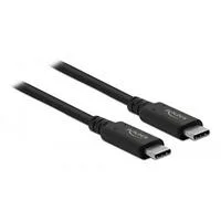 USB4 Gen 3x2 Kabel, USB-C Stecker > USB-C Stecker, Koaxialkabel schwarz, 0,8 Meter, PD, Laden mit bis zu 100 Watt