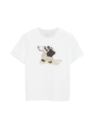 comma - T-Shirt mit Grafik-Print weiß - Gr. - 36