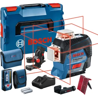 Bosch Linienlaser GLL 3-80 C, mit 1 x 2.0 Ah Li-Ion Akku, Laser-Empfänger LR 7, L-BOXX blau/schwarz - 0601063R05
