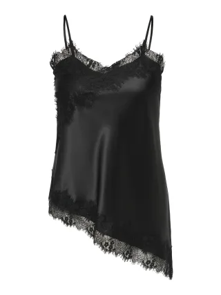 ONLY CARMAKOMA - CARINDONA STRAP SATIN LACE TOP WVN Black - Gr. - 44