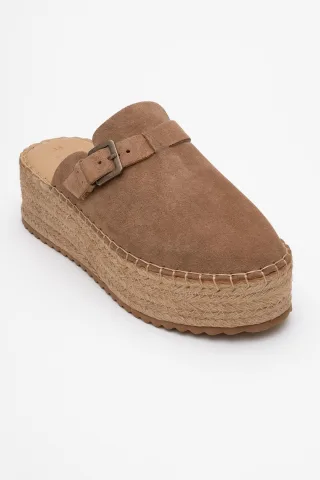 Novas Leder Plateau Espadrille Pantolette (Damen)