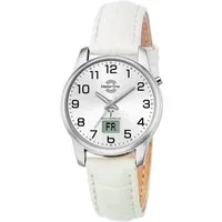 MASTER TIME Funkuhr Basic MTLA-10798-42L, Armbanduhr, Damenuhr, Datum, Leuchtzeiger, Lederarmband