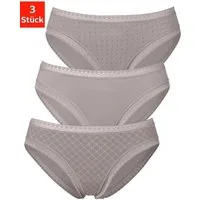 LASCANA Bikinislip (3er-Pack) aus elastischer Baumwolle mit weicher Spitze