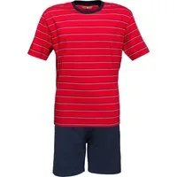 REDBEST Pyjama Herren-Shorty Single-Jersey Streifen: gestrickter Ringel, Oberteil
