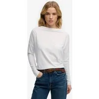 Superdry Langarmshirt STUDIOS BOAT NECK SLUB LS TOP Baumwollmischung, oversize