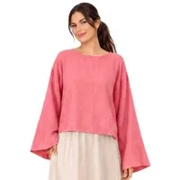 WENOR Schlupfbluse Damen Musselin Einheitsgröße – Oversize Sommerbluse 36-40 weite Fledermausärmel, luftig & locker – Baumwoll-Layering Sommerbluse