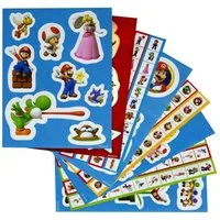 Super Mario Sticker - Aufkleberbogen Mehrfarbig 16,6 x 22,3 cm Kinder Basteln Dekoration, (Set 8-tlg)