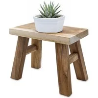 Spetebo Blumenhocker Teakholz Blumensitzbank natur rechteckig (Anzahl, 1 St., Stück), Vielseitig einsetzbar