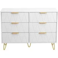 FUROKOY Kommode mit Schubladen Sideboard Schubladenschrank, gold Griffen,Weiße,100 x 72.5 x 34cm