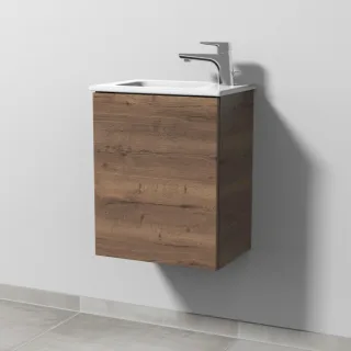 Sanipa 3way Waschtischunterbau zu Duravit ME by Starck Waschtisch mit 1 Tür, Eiche-Tabak SM72050
