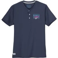 redfield Print-Shirt Redfield Übergrößen Henley T-Shirt denimblau Print