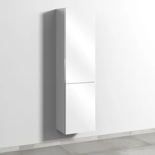 Sanipa 3way Stauraumschrank mit 1 Tür und 1 Wäschekorbklappe, Weiß-Glanz BS18578