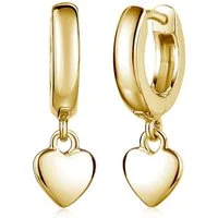 Materia Paar Creolen Kinderohrringe Gold Herz Anhänger Ø12mm SO-24, Sterlingsilber, vergoldet