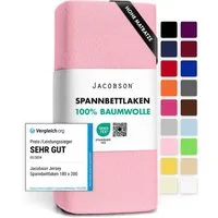 Jacobson Spannbettlaken BOXSPRING & ÜBERLÄNGE aus 100% Baumwolle, für hohe & lange Matratzen, Jersey Bettlaken 160 g/m²