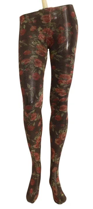 Dolce & Gabbana Damen Schwarze Blumenmuster Strumpfhosen Nylon-Tights
