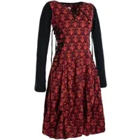 Vishes Jerseykleid Jersey-Kleid Blumenkleid Schnürung V-Ausschnitt Party-, Fest-, Ballkleid
