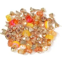 Kopper-24 Bastelperlen Großlochperlen Glasperlen Charm Mix mit 60 Perlen, Orange