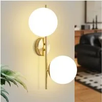 ZMH Wandleuchte Innen Modern Gold Wandlampe Glas Lampenschirm E27 Schlafzimmer Flur, Einfache Installation, ohne Leuchtmittel