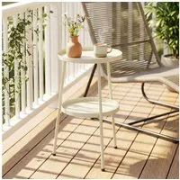 Outsunny Beistelltisch Outdoor Esstisch Campingtisch Beistelltisch (36 cm Gartentisch, 1-St., rund Balkontisch), aus Metall für Garten Terrasse Balkon Cremeweiß