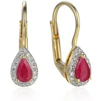 Stella-Jewellery Paar Ohrhänger 585er Gelbgold Ohrhänger Rubin 0,50ct. tropfenform (inkl. Etui)