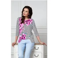 Passioni 2-in-1-Strickjacke Twinset mit Punkten und Blumendruck