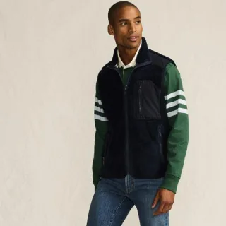 Teddy-Weste, Herren,  Blau, Polyester, by Lands' End