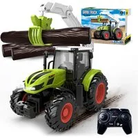 Esun Spielzeug-Traktor Ferngesteuerter Traktor Ferngesteuert, Traktor Spielzeug ab 3 Jahre, (SET, Komplettset), RC auto mit Holzgreifer und 3 Baumstämme