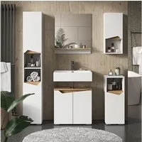 Vicco Badmöbel-Set Marelle, Weiß/Artisan-Eiche, 5-teilig, (5-St., 5er Set)