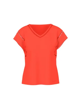Marc Cain Collections - Shirt mit Cotton Voile bright tomato - Gr. - 36