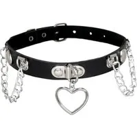 Metamorph Textilband Halsband Locked In Love, Größenverstellbarer Halsschmuck für Gothic, Fetish und Leather-Look