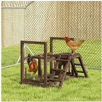 PawHut Hühnerstall Hühner-Aktivitätsspielset mit Hühnerstangen, Schaukel, Plattformen, Hühnerspielzeug aus Holz für 2–3 Hühner, Kaffee