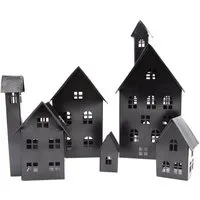 UNUS HOME Teelichthalter Deko Häuser Metall 5er Set (5 St., 5er Set verschiedene Farben), Dekohaus Metallhaus Teelichhäuser beleuchtbar für drinnen und draußen