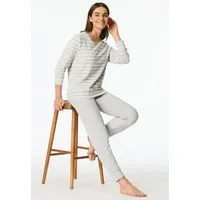 Schiesser Schlafanzug Casual Essentials (2 tlg) wärmende Frottee-Qualität, Rundhalsausschnitt, langärmelig