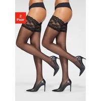 Vivance by Lascana Halterlose Feinstrümpfe Komfort mit Silikonband für sicheren Halt und ein angenehmes Tragen (Packung, 2-Paar, 20den bis Gr. 52/54) mit breitem Spitzenband