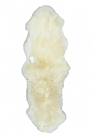 Echter Schaffell-Teppich, cremefarben, doppelt, natürlich, flauschig, seidig weich, echte Wolle